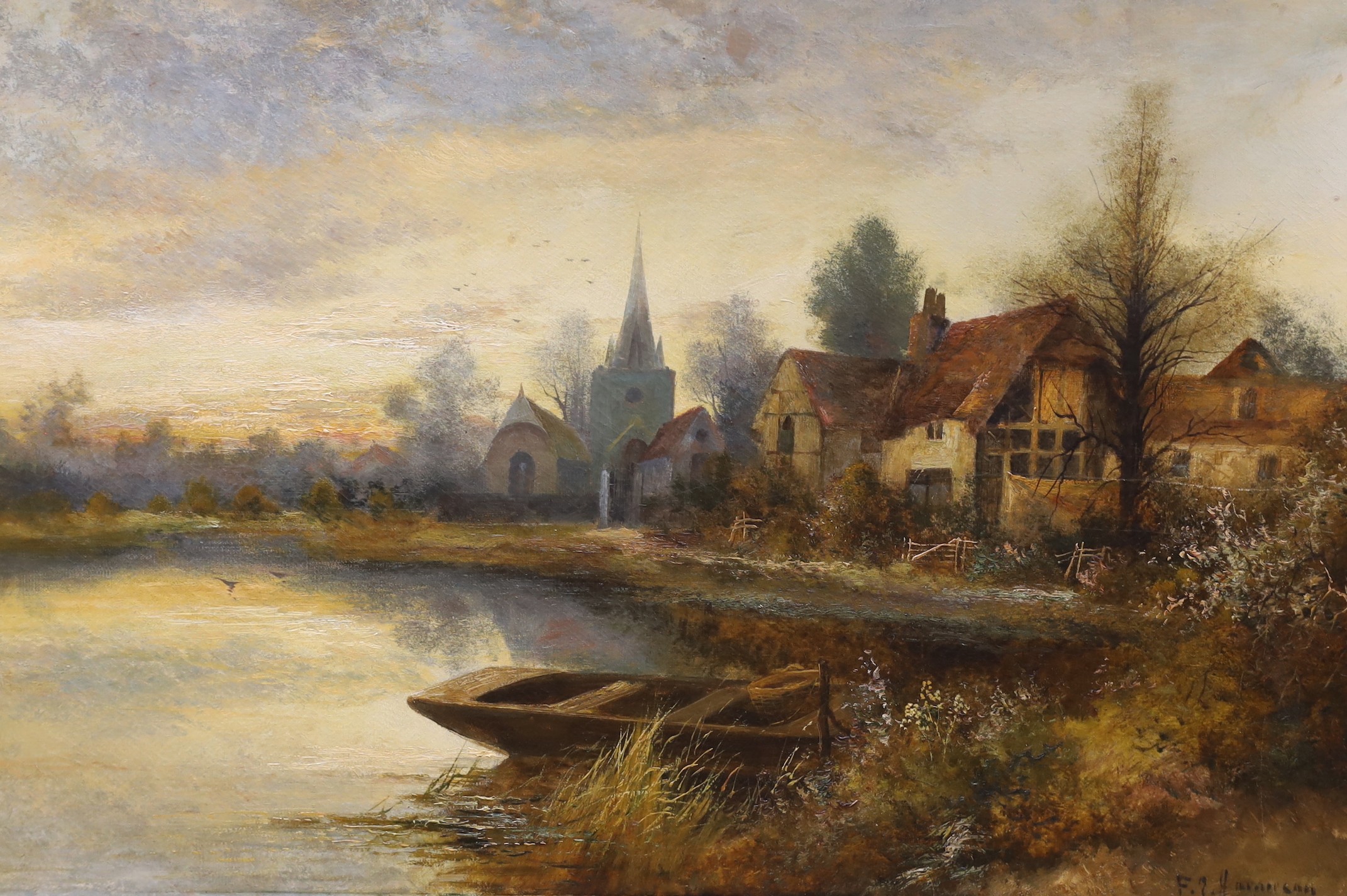 Frank E. Jamieson (1834-1899), oil on canvas, 'Stratford on Avon', signed, 50 x 75cm